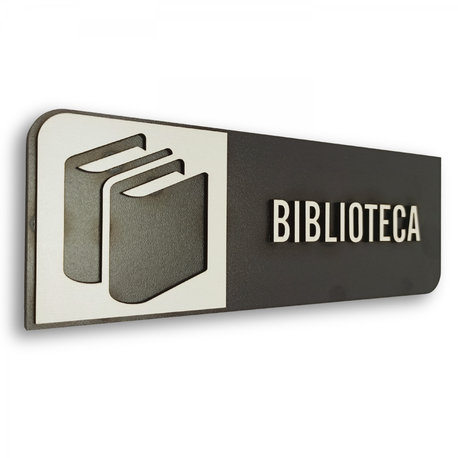 Placa de Sinalização Indicativa em MDF Efeito 3D - Biblioteca